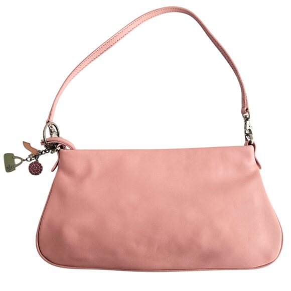 Casual Corner Leather Baguette Shoulder Bag Clutch | NWT | Salmon Pink - Picture 2 of 12